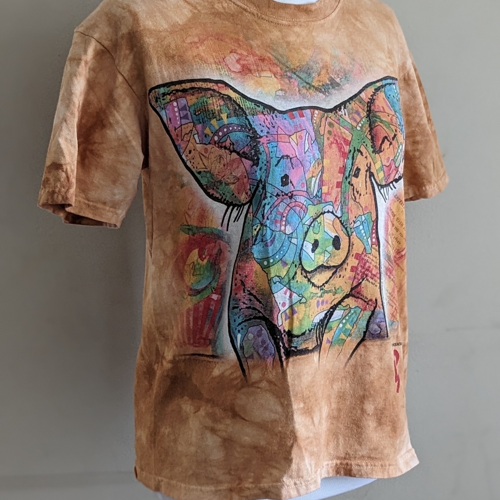 The Mountain Colorful Pig Face TShirt Tan Men’s Size Small Animals Graphic Print - Picture 3 of 5